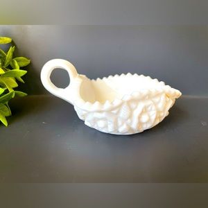 Fostoria Milk Glass Winburn Candy Dish Square Sawtoothed 8 ounce capacity